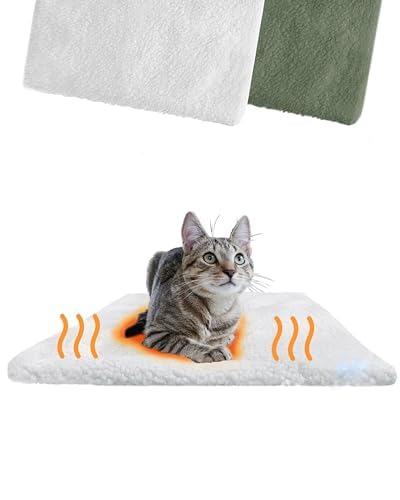 PiuPet® Selbstheizende Katzendecke I 60x45cm I Heizdecke ohne Strom I Katzen Wärmedecke I Heizdecke für Katzen ohne Strom I Katzen Decken I Katzen Bettchen I (Für Katzen, Weiß)