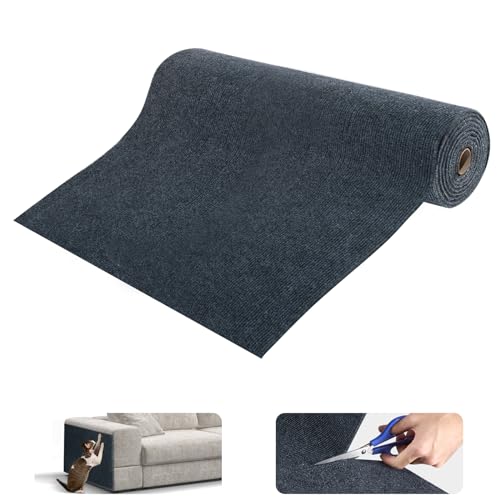 Kratzmatte Katze Selbstklebend 200cmx40cm, Kratzmatte Katze, Kratzschutz Katze Sofa, Kratzteppich für Katze, Katzenkratzmatte für Sofa, Möbel, Tür, Wand, L 200cm x B 40cm (Dunkelgrau)