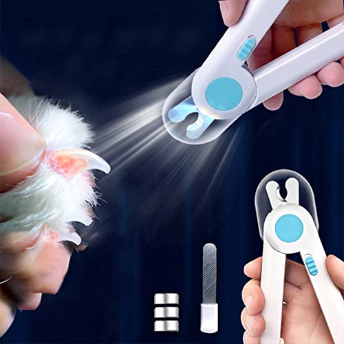 EPROICKS Nagelknipser mit Led-Licht für Hunde Katzen, Krallenschere für Katzen Hunde, mit Nagelfeile und Spritzfest Schutzvorrichtung, für Mittlere und Kleine Haustiere Krallenpflege