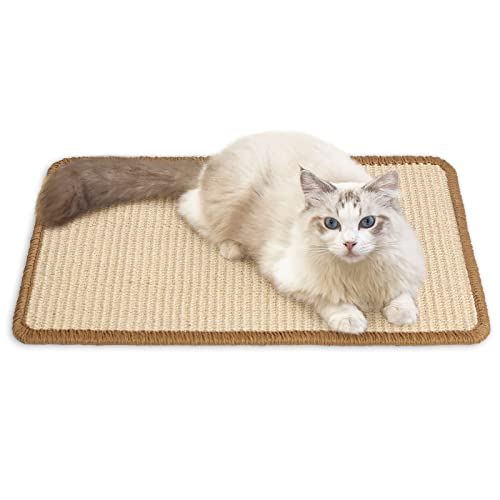 FUKUMARU Kratzmatte Katze, natürliche Katzenkratzbretter Sisal Kratzteppich 50x30 cm, widerstandsfähig Katzenmöbel Fußmatte Sisalmatte Kratzpads für Katzen, Beige