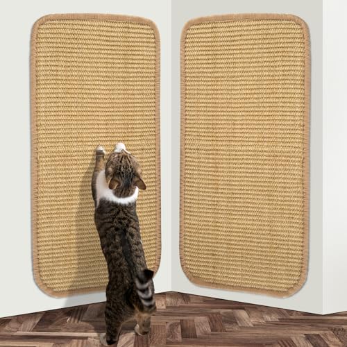 Kratzmatte Katze, 2 Stück Sisal Teppich Katzen Kratzteppich Katzenkratzmatte Kratzbrett Wand,Katzenkratzbretter Kratzmatte für Schützt Teppiche und Sofas 50 x 25 cm