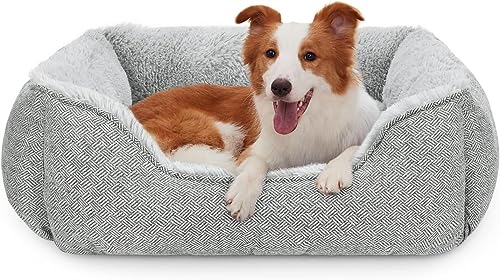 JOEJOY Hundebett Mittelgroße Hunde, Hundekorb Flauschig, Hundebett Waschbar, rutschfest Hundebetten, Plüsch Hundesofa, Haustierbett für Kleine und Mittlere Hunde und Katzen, 63x53x20cm